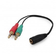 кабели Кабель аудио сигнала Cablexpert, джек3.5 нушники + 3.5 микрофон-> джек3.5 4pin, длина 20см, черный (CCA-418)