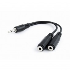 кабели Кабель разветвитель аудио сигнала Cablexpert, джек3.5 папа->2х джек3.5 мама 10см, черный (CCA-415-0.1M)