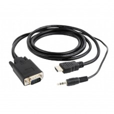 кабели Cablexpert Кабель HDMI-VGA 19M/15M + 3.5Jack, 1.8м, черный, позол.разъемы, пакет (A-HDMI-VGA-03-6)