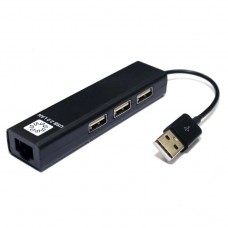 кабели 5bites Кабель-адаптер UA2-45-06BK USB2.0 сетевая карта / 3*USB2.0 / RJ45 100MB / BLACK
