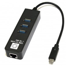кабели 5bites Кабель-адаптер UA3C-45-10BK USB3.1 сетевая карта / 3*USB3.0 / RJ45 1G / BLACK
