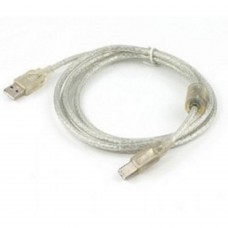 кабели Cablexpert Кабель USB 2.0 Pro, AM/BM, 1,8м, экран, феррит.кольцо, прозрачный (CCF-USB2-AMBM-TR-6)