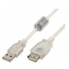 кабели Cablexpert Кабель удлинитель USB2.0 Pro, AM/AF, 0,75м, экран, 2 феррит.кольца, прозрачный (CCF-USB2-AMAF-TR-0.75M)