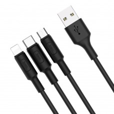 кабели HOCO HC-80169 X25/ USB кабель  3-in-1: Lightning+Micro+Type-C/ 1m/ 2A/ Black