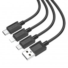 кабели HOCO HC-67363 X74/ USB кабель 3-in-1: Lightning+Micro+Type-C/ 1m/ 2A/ Black