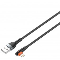 кабели LDNIO LS561/ USB кабель Lightning/ 1m/ 2.4A/ медь: 86 жил/ Угловой коннектор/ Нейлон/ Black&Orange