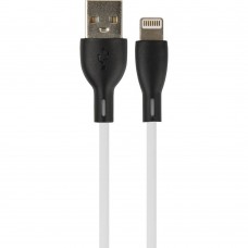 кабели PERFEO Кабель USB A вилка - Lightning вилка, 2.4A, белый, силикон, длина 1 м., SILICON (I4337)
