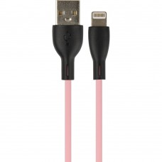 кабели PERFEO Кабель USB A вилка - Lightning вилка, 2.4A, розовый, силикон, длина 1 м., SILICON (I4336)