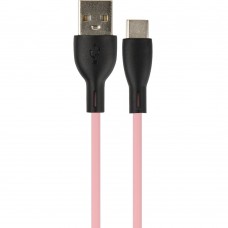 кабели PERFEO Кабель USB A вилка - C вилка, 2.4A, розовый, силикон, длина 1 м., SILICON (U4715)