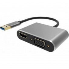 кабели VCOM  CU322M Кабель-переходник USB 3.0 (Am) --> HDMI(f)+VGA(f), Aluminum Shell