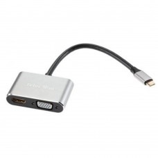 кабели VCOM TUC055  Кабель-концентратор USB3.1 TypeCm -->HDMI+USB3.0+PD+VGA Alum Grey 4K@30Hz, Telecom<TUC055>6926123465530