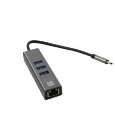 переходник 5bites Кабель-адаптер UA3C-45-12BK USB3.1 сетевая карта / 3*USB3.0 / RJ45 1G / AL / GREY