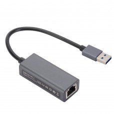 переходники Bion Переходник с кабелем USB A - RJ45, 1000мб/с, алюминиевый корпус, длинна кабеля 15 см, черный BXP-A-USBA-LAN-1000