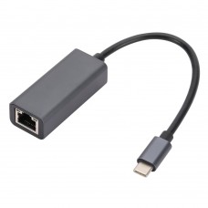 переходники Bion Переходник с кабелем USB C - RJ45, 1000мб/с, алюминиевый корпус, длинна кабеля 15 см, черный BXP-A-USBC-LAN-ALB