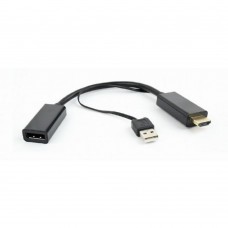 переходник Cablexpert Конвертер HDMI->DisplayPort  HD19M+USBxHD20F, черный (DSC-HDMI-DP)