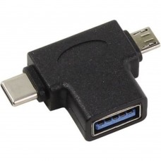 переходник ORIENT UC-302 Переходник USB 3.0 OTG, Af UC-302 -> Type-Cm (24pin) + micro-Bm (5pin), черный