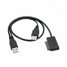 переходник ORIENT UHD-300SL, адаптер USB 2.0 to Slimline SATA, для оптических приводов ноутбука, двойной USB кабель (30831)