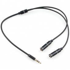 Кабель Кабель аудио разветвитель Cablexpert CCAB-02-35MY-0.2MB. 3.5 джек (M)/2х 3.5 джек (F), черный, 0.2м, блистер