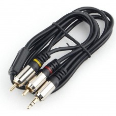 Кабель Кабель аудио Cablexpert CCAB-02-35M2RM-2MB. 3.5 джек(M)/2х RCA (M), черный, 2м, блистер