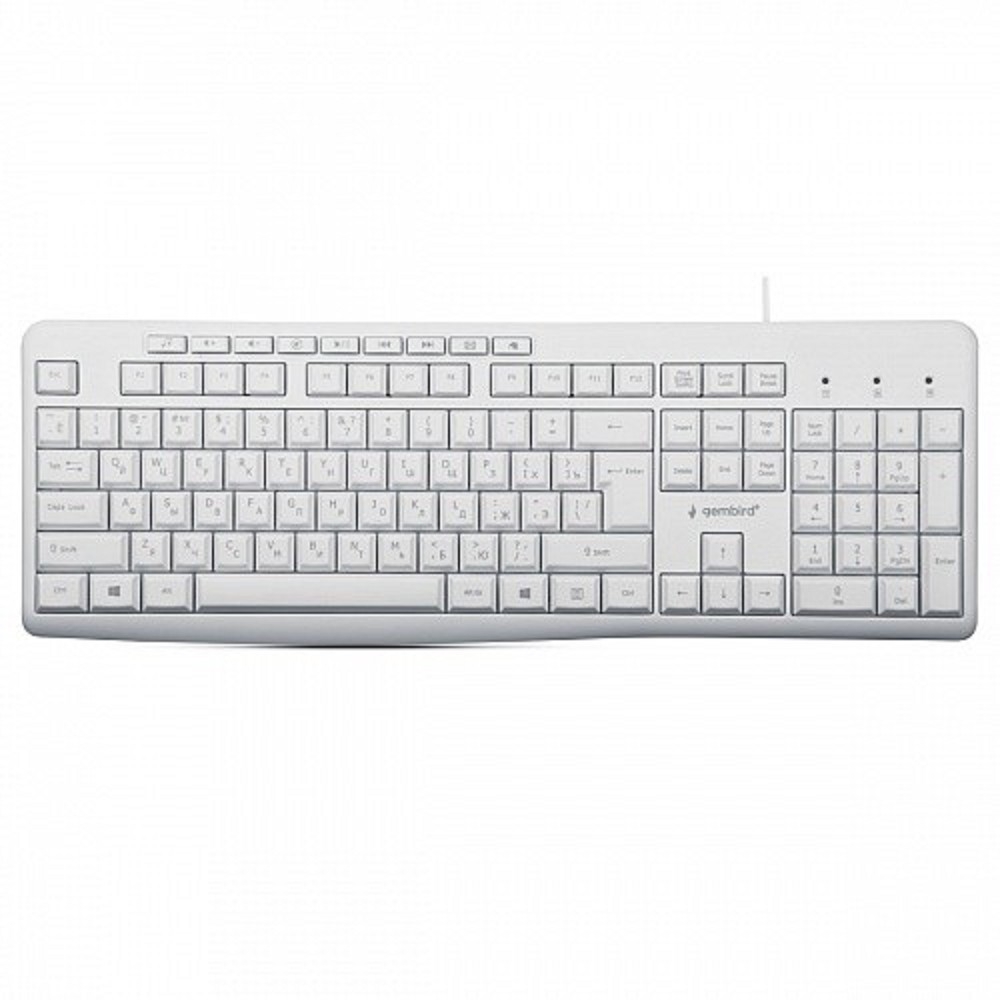 Клавиатура Клавиатура Gembird KB-8430M,{USB, белый, 113 клавиш, 9 кнопок управления мультимедиая, кабель 1,5м}					