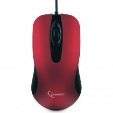 Мышь Gembird MOP-400-R красный USB {Мышь, бесшумный клик, 2 кнопки+колесо кнопка, 1000 DPI,  soft-touch, кабель 1.45м, блистер}