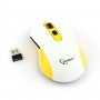 Мышь Gembird MUSW-221-Y {Мышь беспров., белый/жёлтый, 5кн.+колесо-кнопка, 800/1200/1600DPI, 2.4ГГц, трехуровневая система энергосбережения}