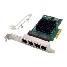 Контроллер ORIENT XWT-BM19L4PE4, Сетевая карта PCI-Ex4 v2.0 4xRJ45 Gigabit Ethernet, Broadcom BCM5719 chipset, 10/100/1000 Мбит/с, 2 планки крепления в комплекте (31308)