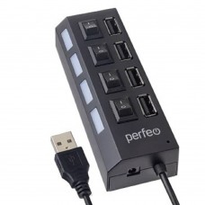 Контроллер Perfeo USB-HUB 4 Port, (PF-H030 Black) чёрный