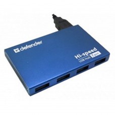 Контроллер DEFENDER USB (QUADRO) SEPTIMA SLIM USB 2.0, 7 порта, (с адап. 2А) 