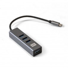 USB-концентраторы Exegate EX293987RUS USB-Хаб (концентратор) ExeGate DUB-4TC (кабель-адаптер USB Type C --> 4xUSB3.0, Plug&Play, серебристый)