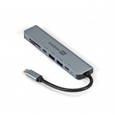 USB-концентраторы Exegate EX293983RUS Док-станция ExeGate DUB-21C/PD/CR/H (кабель-адаптер USB Type-C --> 2xUSB3.0 + Card Reader + PD 100W + HDMI 4K@60Hz, Plug&Play, серый)