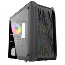 Корпус Powercase Alisio Micro X3B, Tempered Glass, 1х 120mm +2x 140mm 5-color fan, чёрный, mATX  (CAMIB-L3)