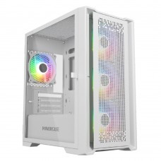 Корпус Powercase ByteFlow Micro White, Tempered Glass, 4х 120mm ARGB fans, ARGB HUB, белый, mATX  (CAMBFW-A4)