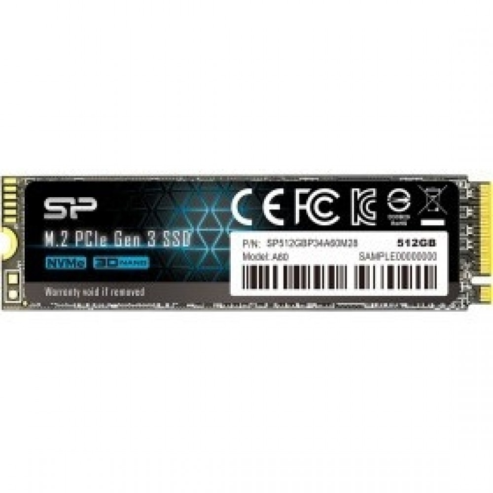 накопитель Silicon Power SSD 512Gb A60 SP512GBP34A60M28, M.2 2280, PCI-E x4, NVMe