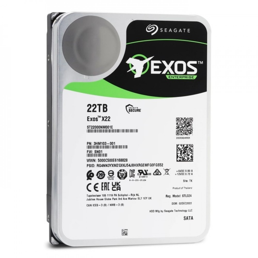 Жесткий диск 22TB Seagate Exos X22 (ST22000NM001E) {SAS 12Gb/s, 7200 rpm, 512mb buffer, 3.5