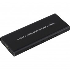 Контейнер для HDD ORIENT 3550U3, USB 3.1 Gen2 контейнер для SSD M.2 NVMe 2230/2242/2260/2280 M-Key, PCIe Gen3x2 (JMS583), до 10 GB/s, поддержка UAPS,TRIM, разъем USB3.1 Type-C + кабель USB3.1 Type-A, черный (30900) 