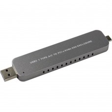 Контейнер для HDD ORIENT 3552U3, USB 3.1 Gen2 контейнер для SSD M.2 NVMe 2242/2260/2280 M-key, PCIe Gen3x2 (JMS583),10 GB/s, поддержка UAPS,TRIM, разъем USB3.1 Type-A + Type-C, корпус в виде флешки, черный (30902)