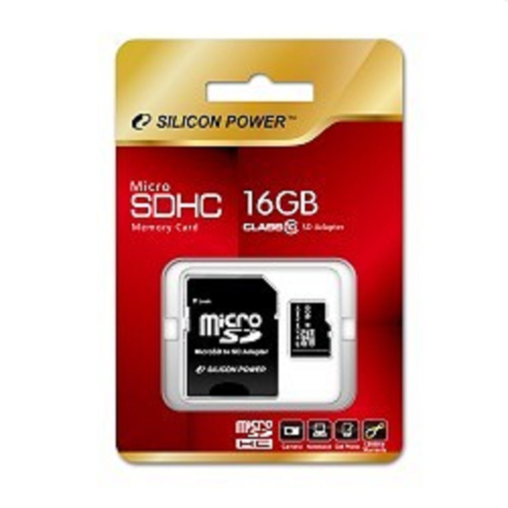 Карта памяти  Micro SecureDigital 16Gb Silicon Power SP016GBSTH010V10SP {MicroSDHC Class 10, SD adapter}