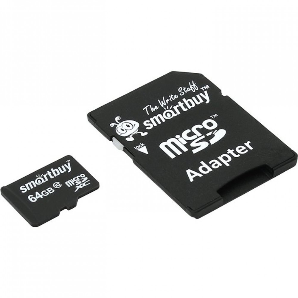 Карта памяти  Micro SecureDigital 64Gb Smart buy SB64GBSDCL10-01 {Micro SDHC Class 10, UHS-1, SD adapter}