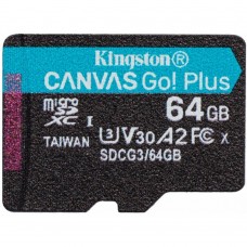 Карта памяти  Micro SecureDigital 64Gb Kingston Canvas Go Plus UHS-I U3 A2 (170/70 MB/s) SDCG3/64GBSP