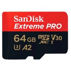 Карта памяти  Micro SecureDigital 64GB SanDisk Extreme Pro microSD UH for 4K Video on Smartphones, Action Cams & Drones 200MB/s Read, 90MB/s Write, Lifetime WarrantySDSQXCU-064G-GN6MA