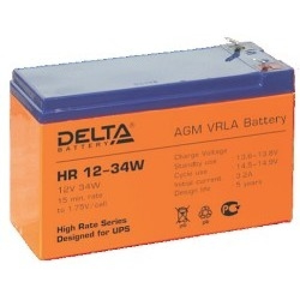 батареи Delta HR 12-34 W (9 А\ч, 12В) свинцово- кислотный  аккумулятор