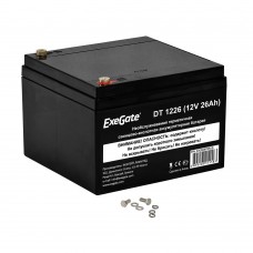 батареи Exegate EX282970RUS Аккумуляторная батарея DT 1226 (12V 26Ah, клеммы F3 (болт М5 с гайкой))