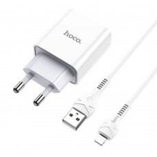 Аксессуар HOCO HC-27947 C81A/ Сетевое ЗУ + Кабель Lightning 1m/ 1 USB/ Выход: 10.5W/ White