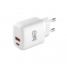 Аксессуар Bion Сетевое Зарядное Устройство, USB-A + USB-C, PowerDelivery, 18 Вт, белый BXP-ADP-PD-AC-18W