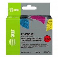 Расходные материалы Cactus PG-512 Картридж для Canon PIXMA MP240/ MP250/MP260/ MP270/ MP480/ MP490/ MP492/MX320/ MX330, черный, 14 мл