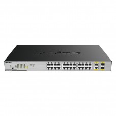 Сетевое оборудование D-Link DGS-1026MP/B2A Неуправляемый коммутатор с 24 портами 10/100/1000Base-T, 2 комбо-портами 100/1000Base-T/SFP (24 порта PoE 802.3af/at, PoE-бюджет 370 Вт)