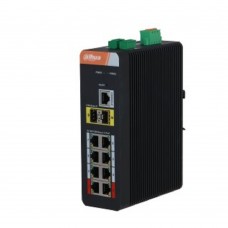 Коммутаторы DAHUA DH-IS4210-8GT-120 10-портовый гигабитный управляемый коммутатор с PoE, промышленное исполнение, 8xRJ45 1Gb PoE, 2xSFP 1Gb uplink, суммарно 120Вт, коммутация 20 Гбит/с, MAC-таблица 8К