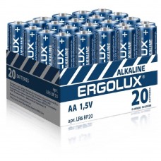 Батарейка Ergolux.. LR6 Alkaline BP20 ( LR6 BP20, батарейка,1.5В) (20 шт. в уп-ке)