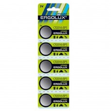 Батарейки Ergolux CR2016 BL-5 (CR2016-BP5, батарейка литиевая,3V) (5 шт. в уп-ке)
